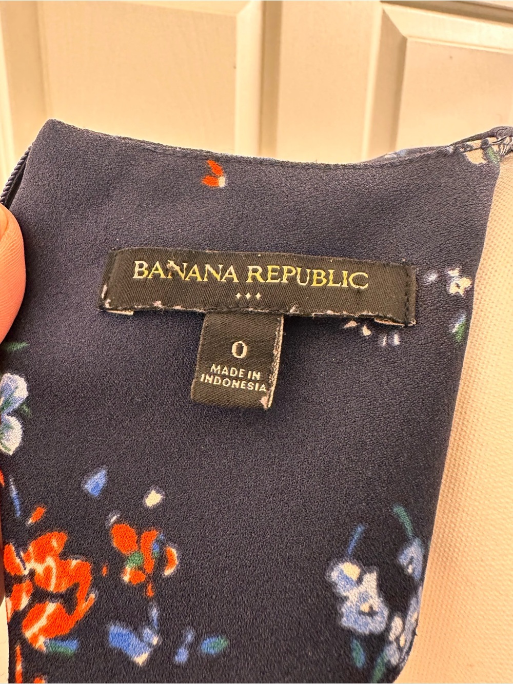 Banana Republic Navy Floral Midi Dress with Red & White Blooms - Picture 2 of 4